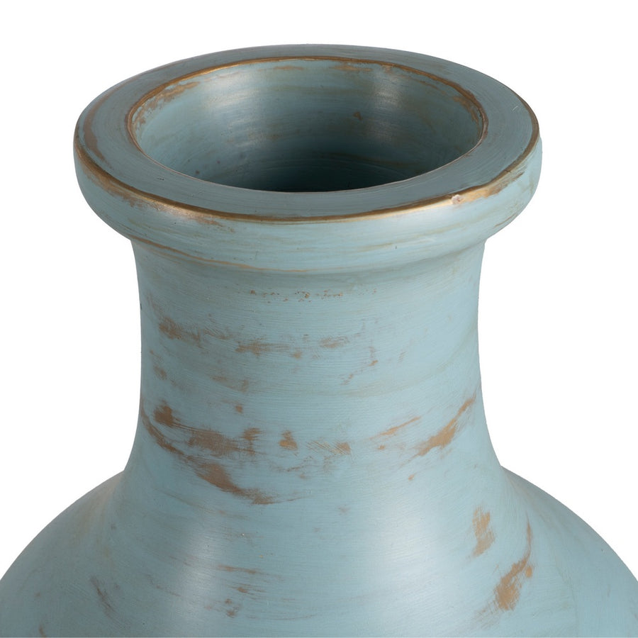 JARRÓN TURQUESA TERRACOTA DECORACIÓN 28 X 30 X 67 CM