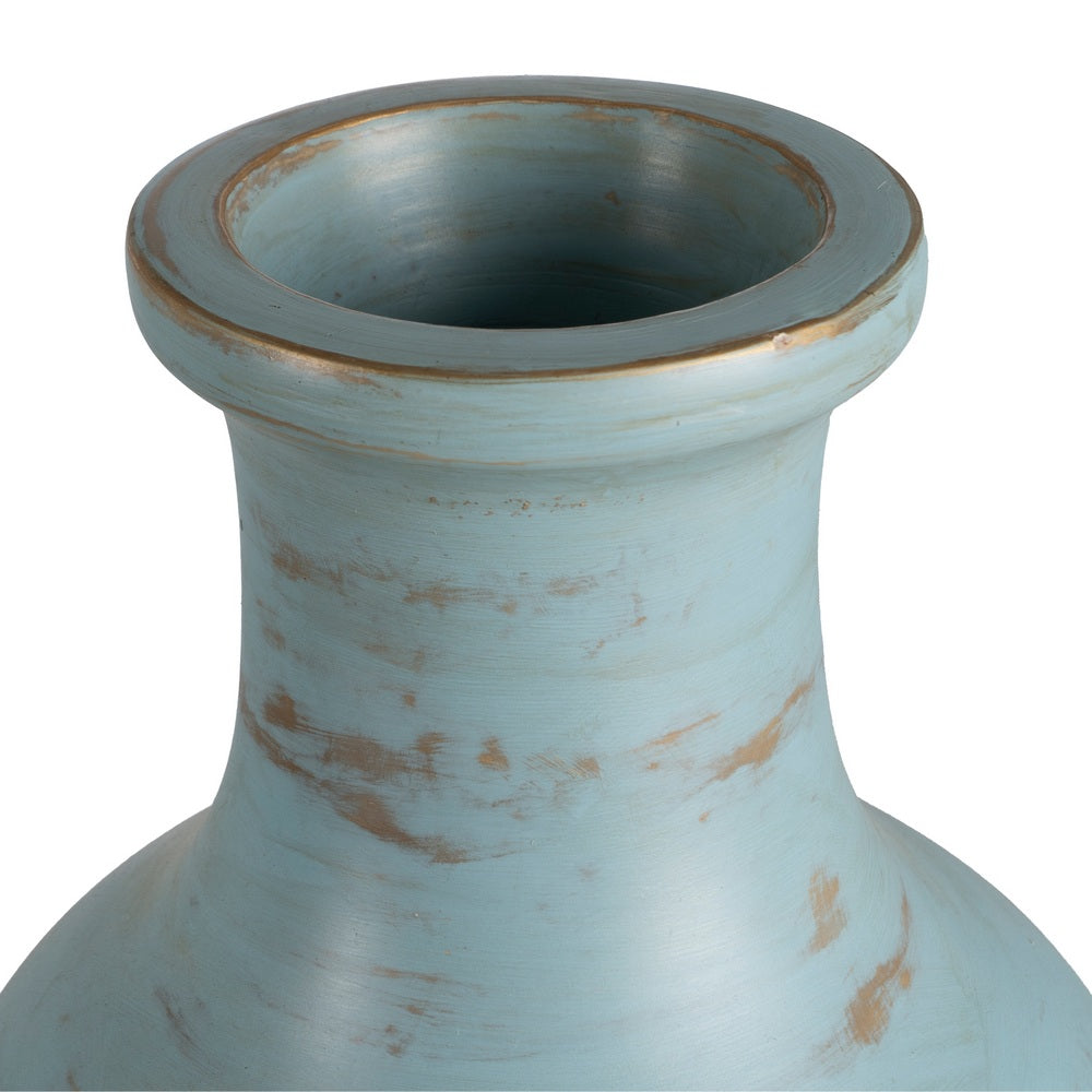 TURQUOISE TERRACOTTA VASE DECORATION 28 X 30 X 67 CM