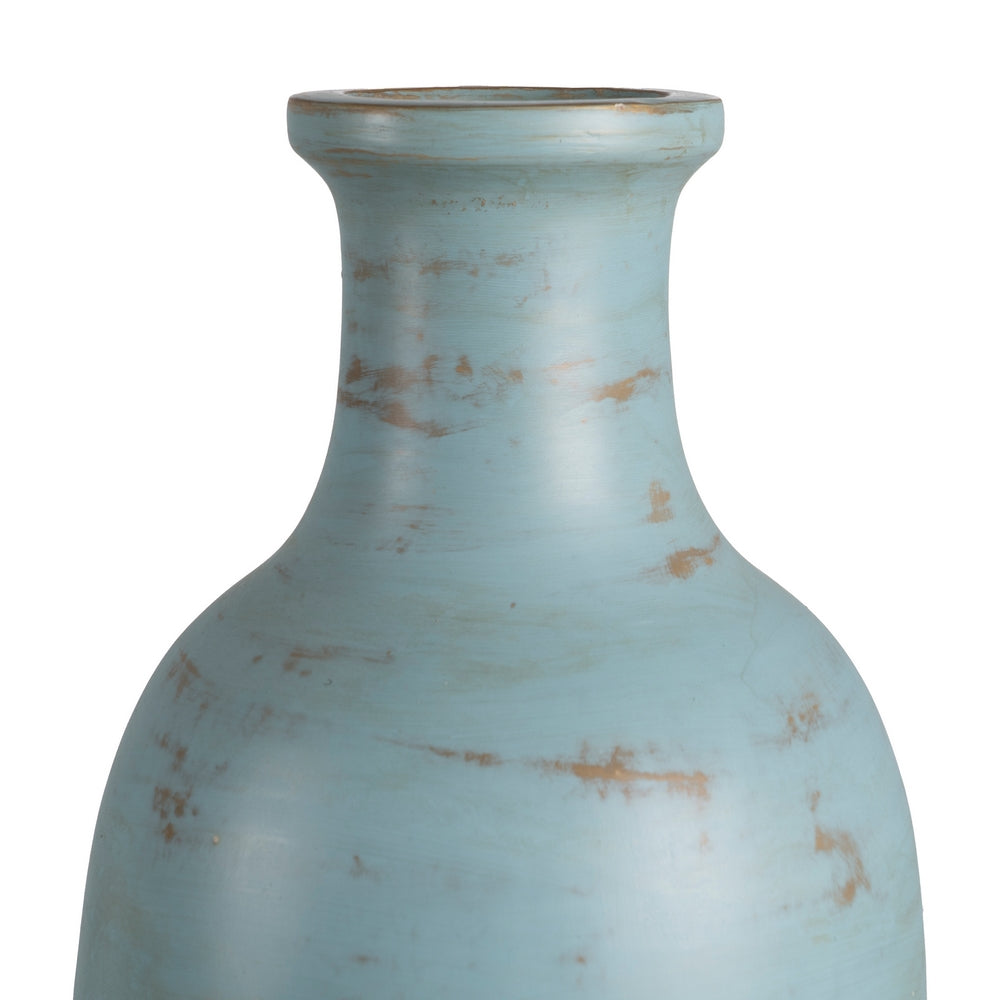TURQUOISE TERRACOTTA VASE DECORATION 28 X 30 X 67 CM