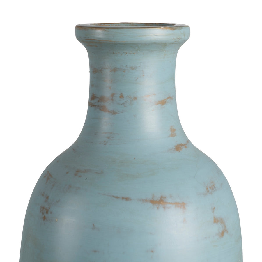 JARRÓN TURQUESA TERRACOTA DECORACIÓN 28 X 30 X 67 CM