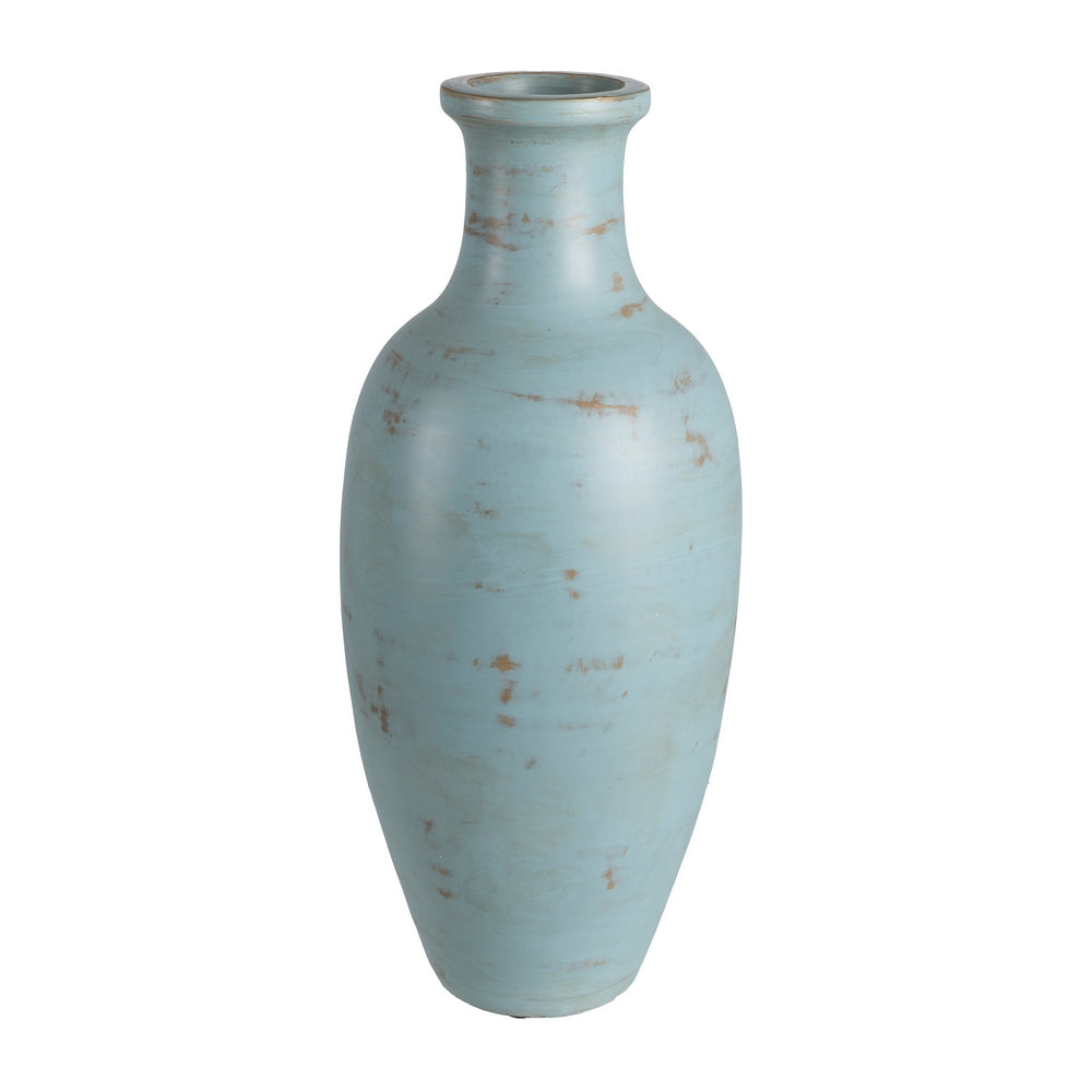 JARRÓN TURQUESA TERRACOTA DECORACIÓN 28 X 30 X 67 CM
