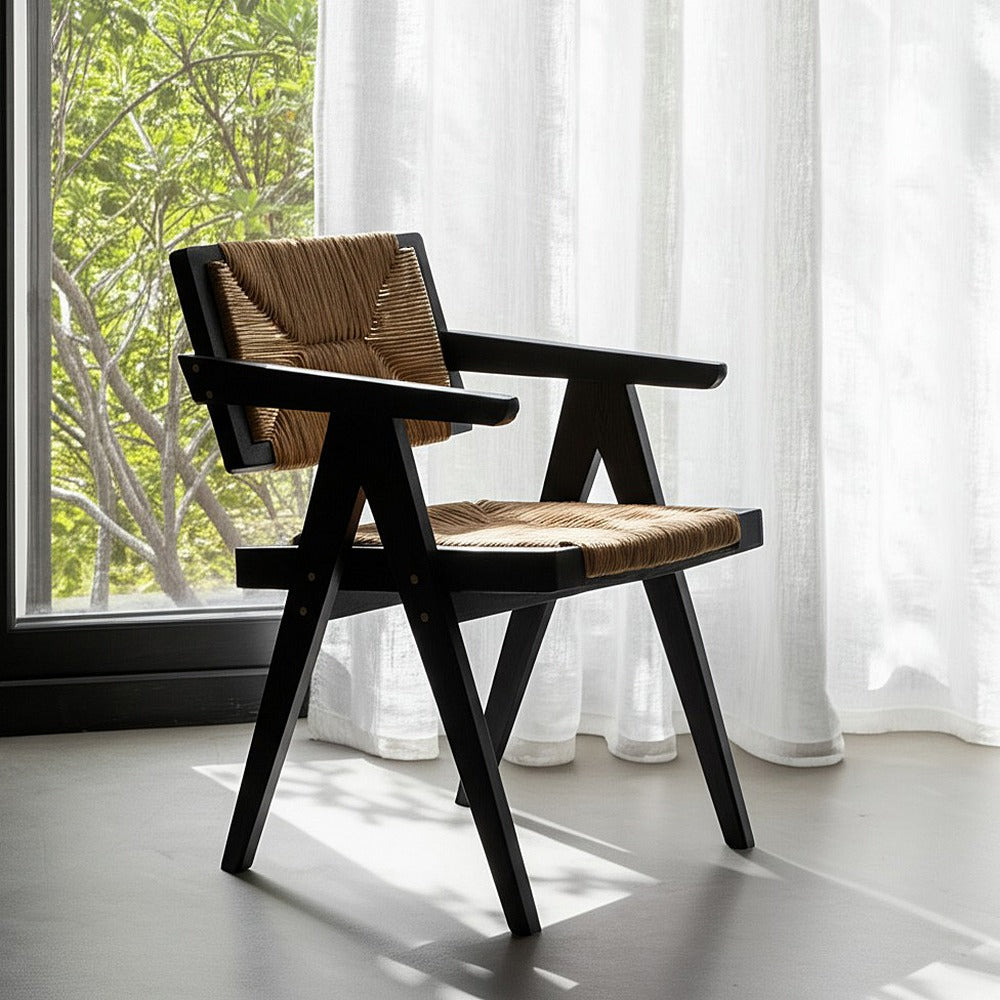 SILLA NATURAL-NEGRO MADERA 56 X 62 X 76,50 CM