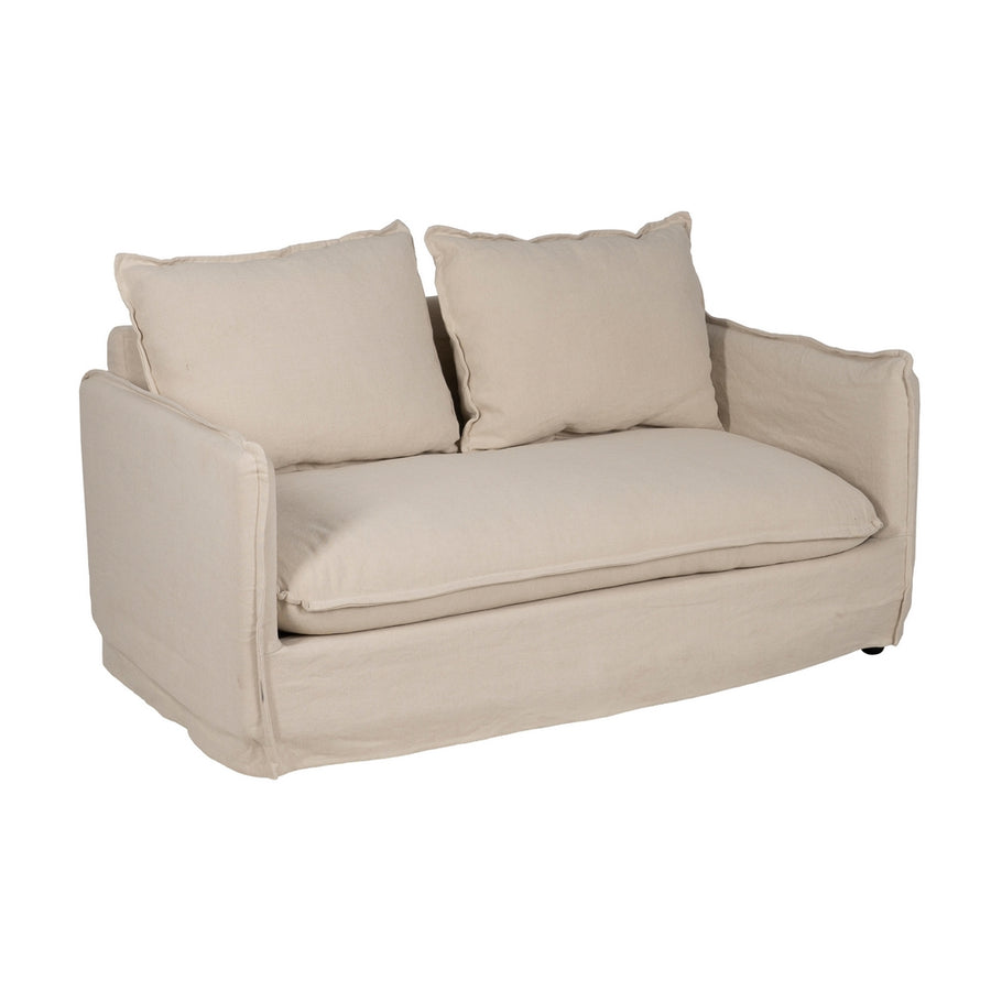 SOFÁ 2 PLAZAS CREMA TEJIDO-MADERA 160 X 95 X 85 CM