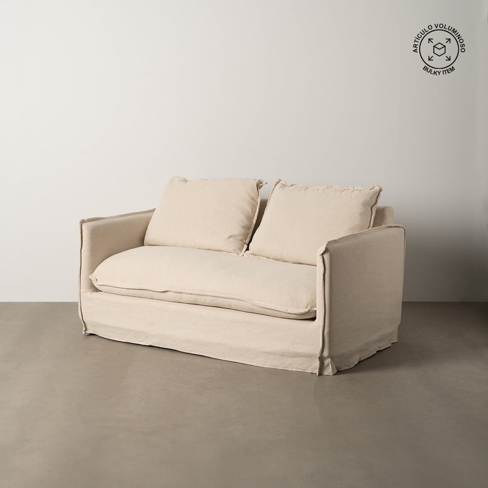 SOFÁ 2 PLAZAS CREMA TEJIDO-MADERA 160 X 95 X 85 CM