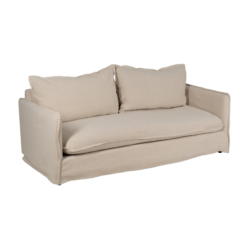 SOF� 3 PLAZAS CREMA TEJIDO-MADERA 200 X 95 X 85 CM