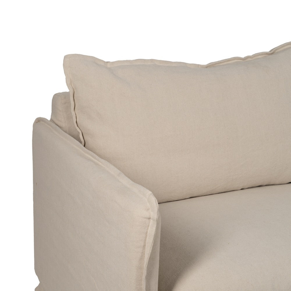 SOF� 3 PLAZAS CREMA TEJIDO-MADERA 200 X 95 X 85 CM
