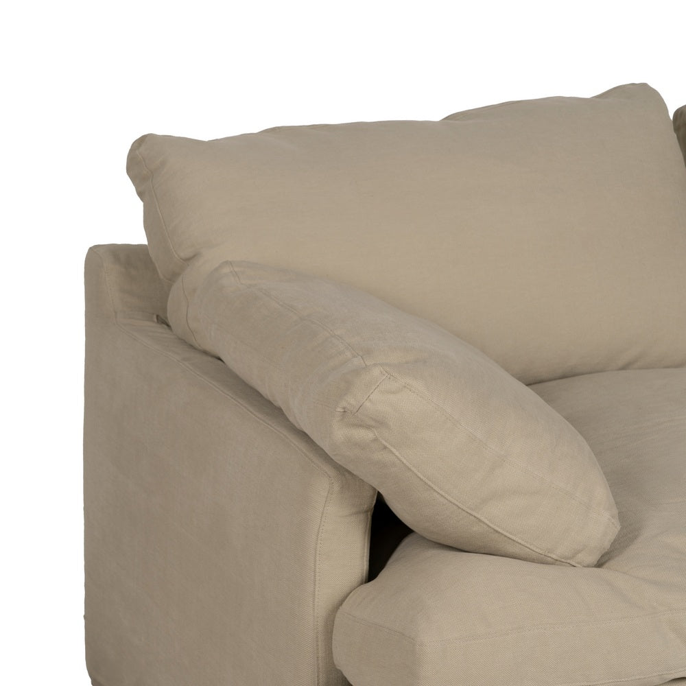 SOFÁ 2 PLAZAS BEIGE TEJIDO-MADERA 180 X 100 X 83 CM