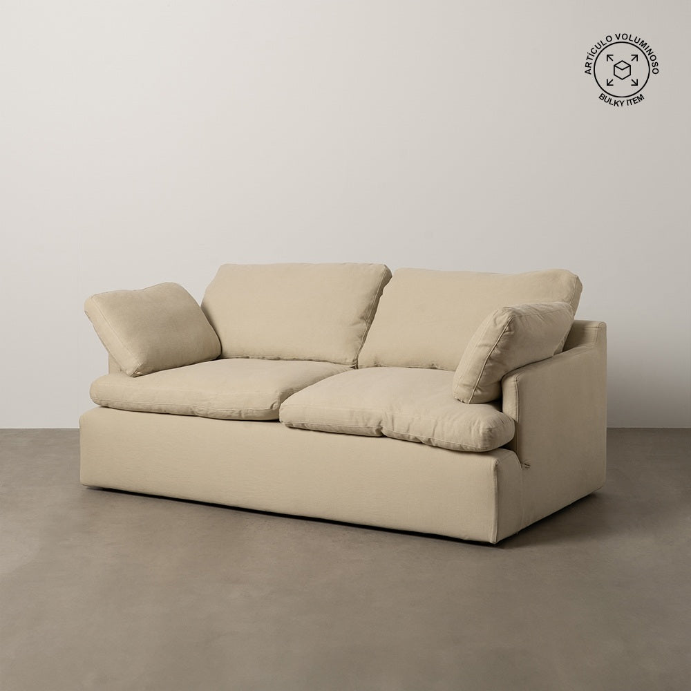 SOF� 2 PLAZAS BEIGE TEJIDO-MADERA 180 X 100 X 83 CM