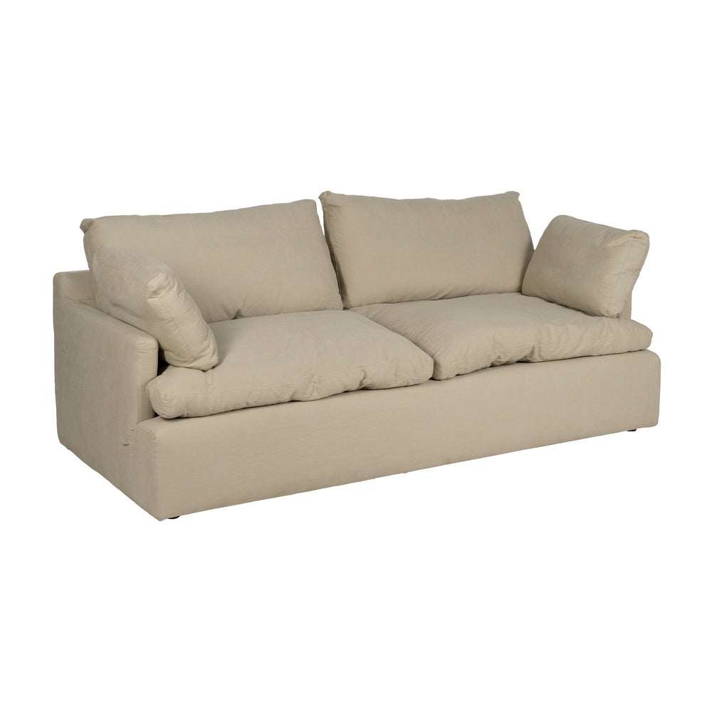 SOF� 3 PLAZAS BEIGE TEJIDO-MADERA 212 X 100 X 83 CM
