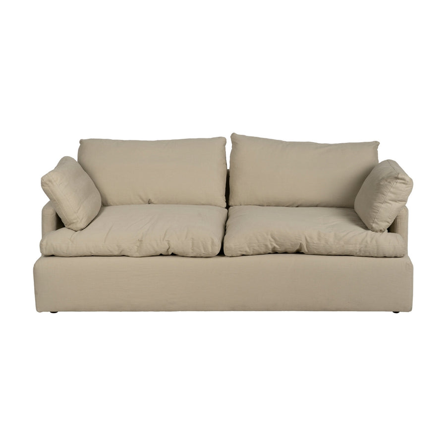 SOFÁ 3 PLAZAS BEIGE TEJIDO-MADERA 212 X 100 X 83 CM