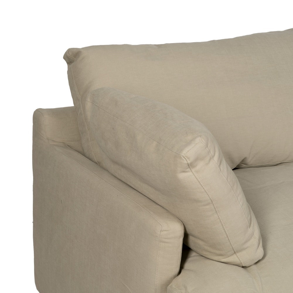 SOF� 3 PLAZAS BEIGE TEJIDO-MADERA 212 X 100 X 83 CM