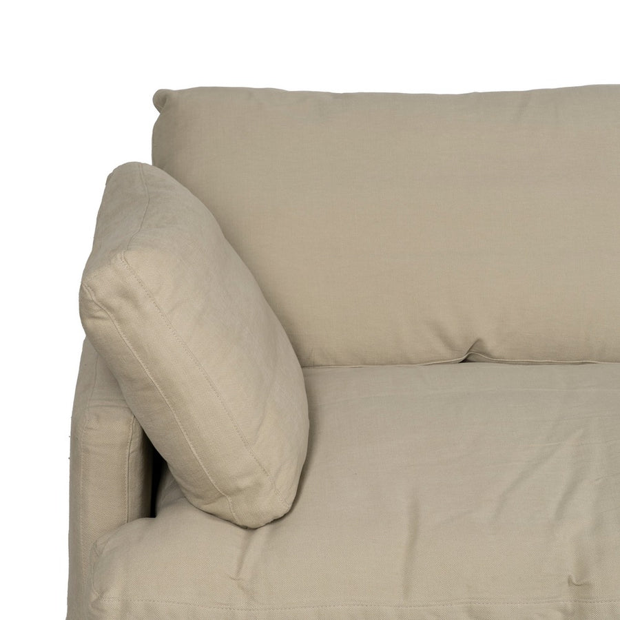 SOFÁ 3 PLAZAS BEIGE TEJIDO-MADERA 212 X 100 X 83 CM