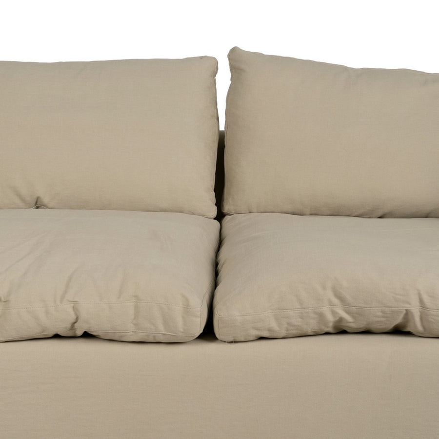 SOFÁ 3 PLAZAS BEIGE TEJIDO-MADERA 212 X 100 X 83 CM