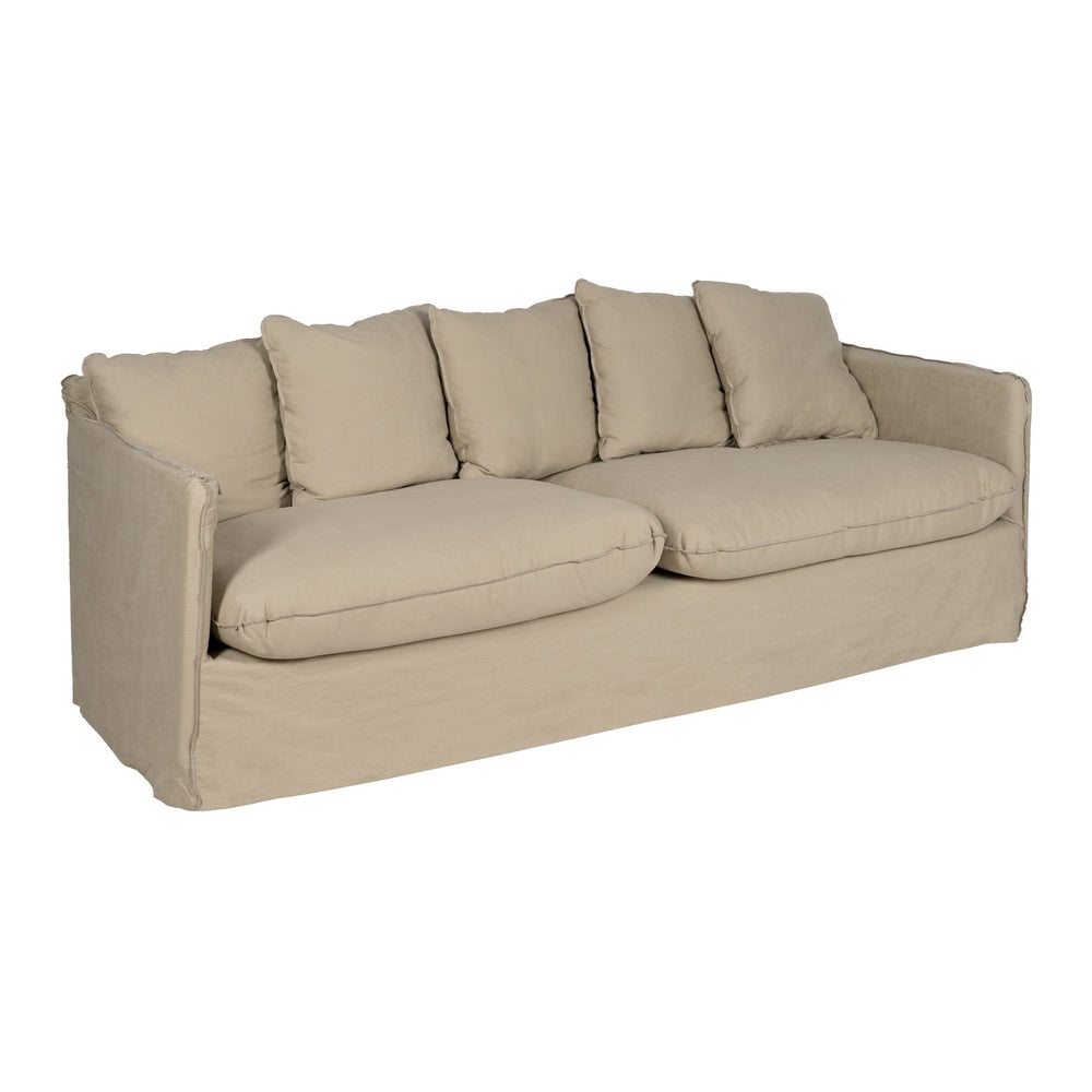 SOF� 3 PLAZAS BEIGE TEJIDO-MADERA 216 X 94 X 93 CM