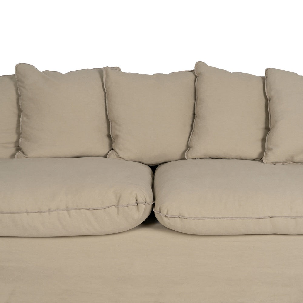 SOFÁ 3 PLAZAS BEIGE TEJIDO-MADERA 216 X 94 X 93 CM