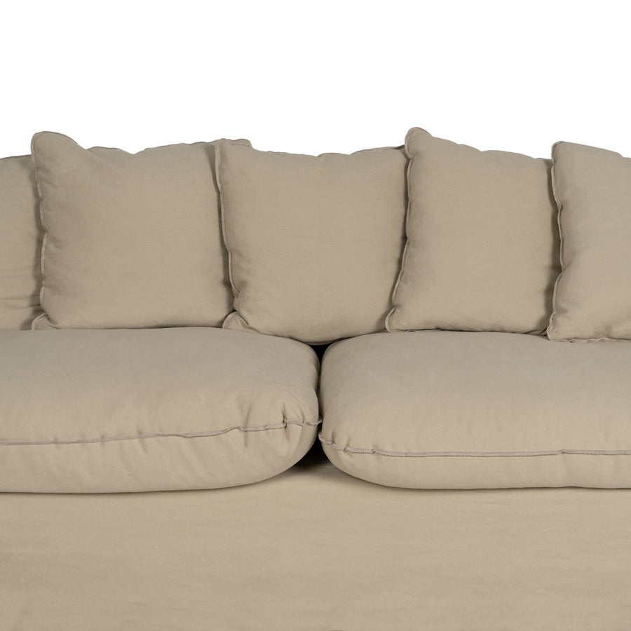 SOFÁ 3 PLAZAS BEIGE TEJIDO-MADERA 216 X 94 X 93 CM