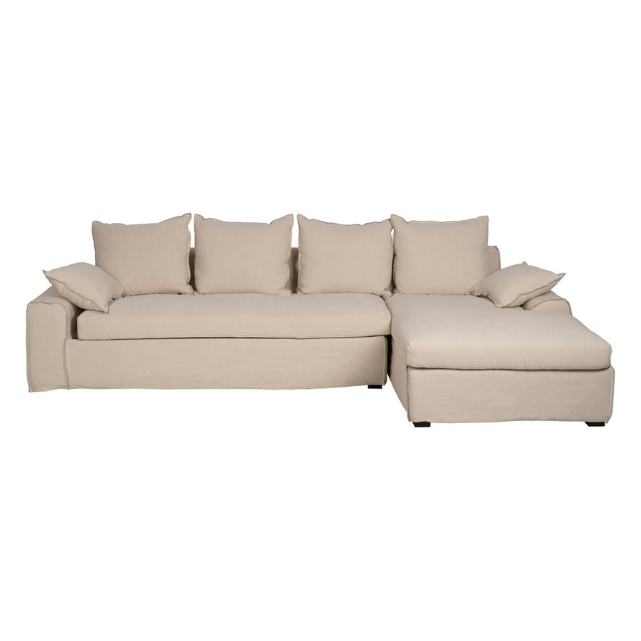 CHAISE-LOUNGER CREMA TEJIDO-MADERA 300 X 161 X 90 CM