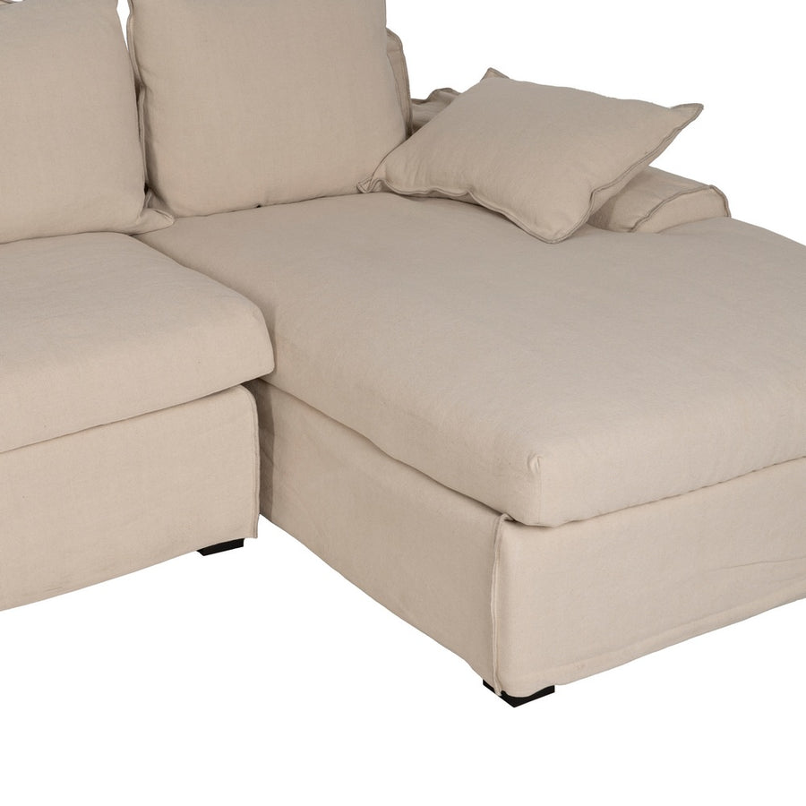 CHAISE-LOUNGER CREMA TEJIDO-MADERA 300 X 161 X 90 CM