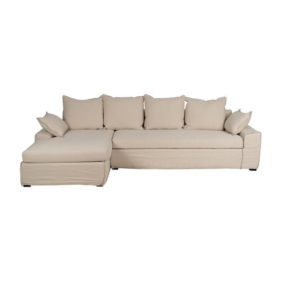 CHAISE-LOUNGER CREMA TEJIDO-MADERA 300 X 161 X 90 CM