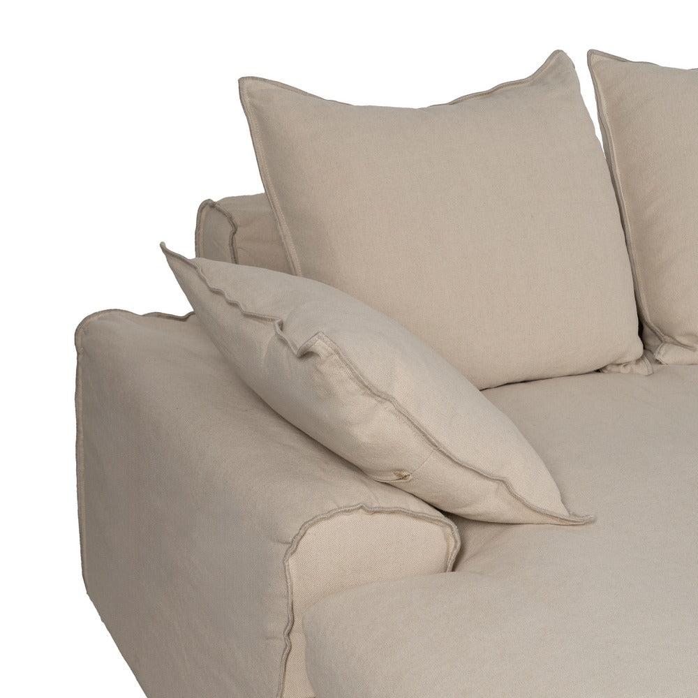 CHAISE-LOUNGER CREMA TEJIDO-MADERA 300 X 161 X 90 CM