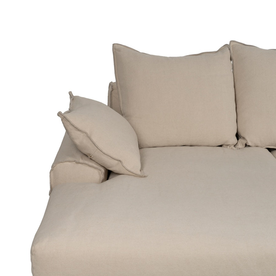 CHAISE-LOUNGER CREMA TEJIDO-MADERA 300 X 161 X 90 CM