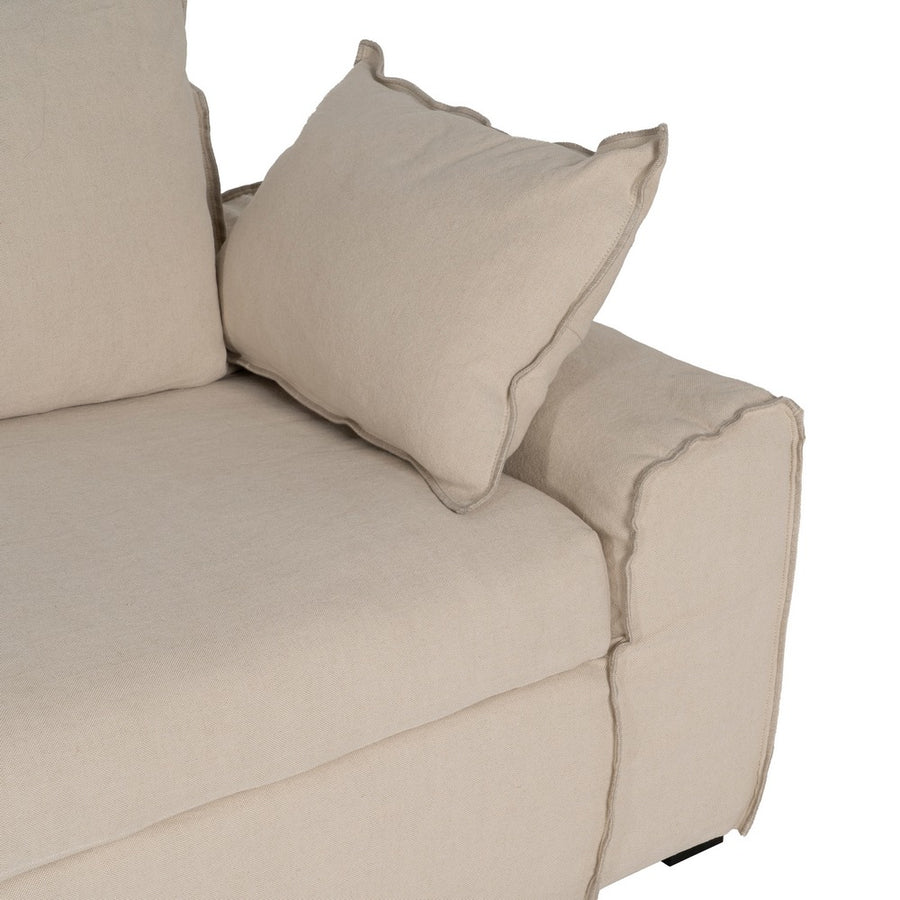 CHAISE-LOUNGER CREMA TEJIDO-MADERA 300 X 161 X 90 CM