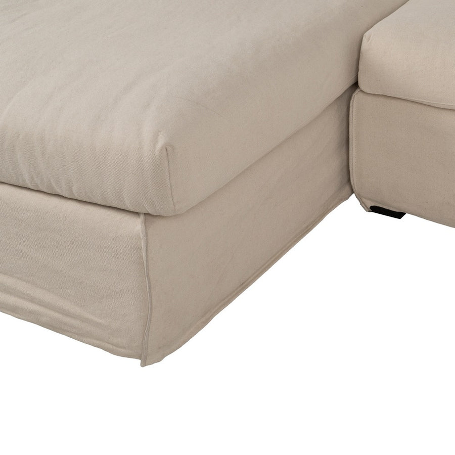 CHAISE-LOUNGER CREMA TEJIDO-MADERA 300 X 161 X 90 CM