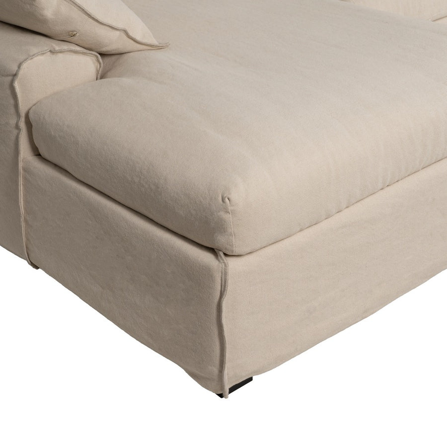 CHAISE-LOUNGER CREMA TEJIDO-MADERA 300 X 161 X 90 CM