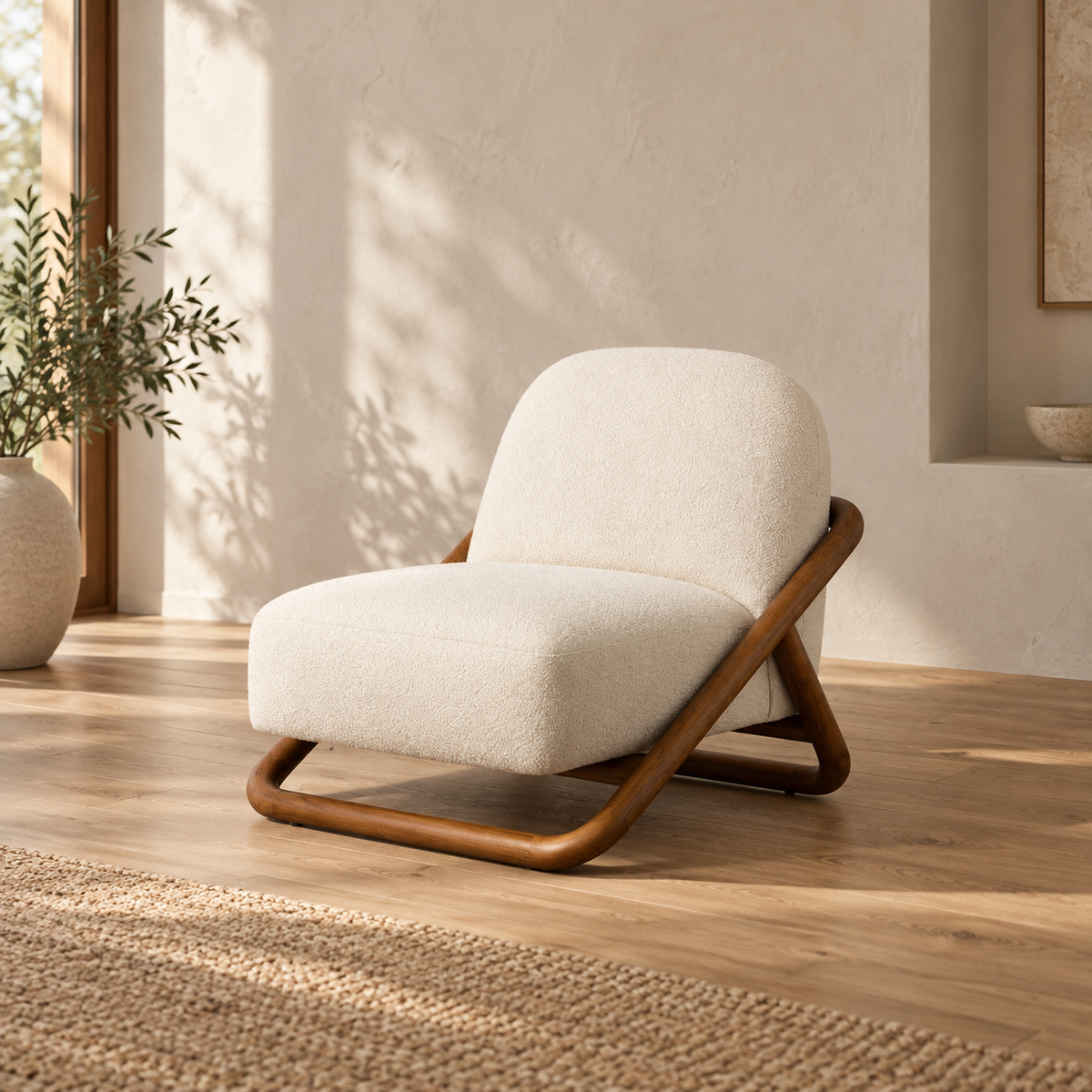 Sillón natural tejido madera — ambiente