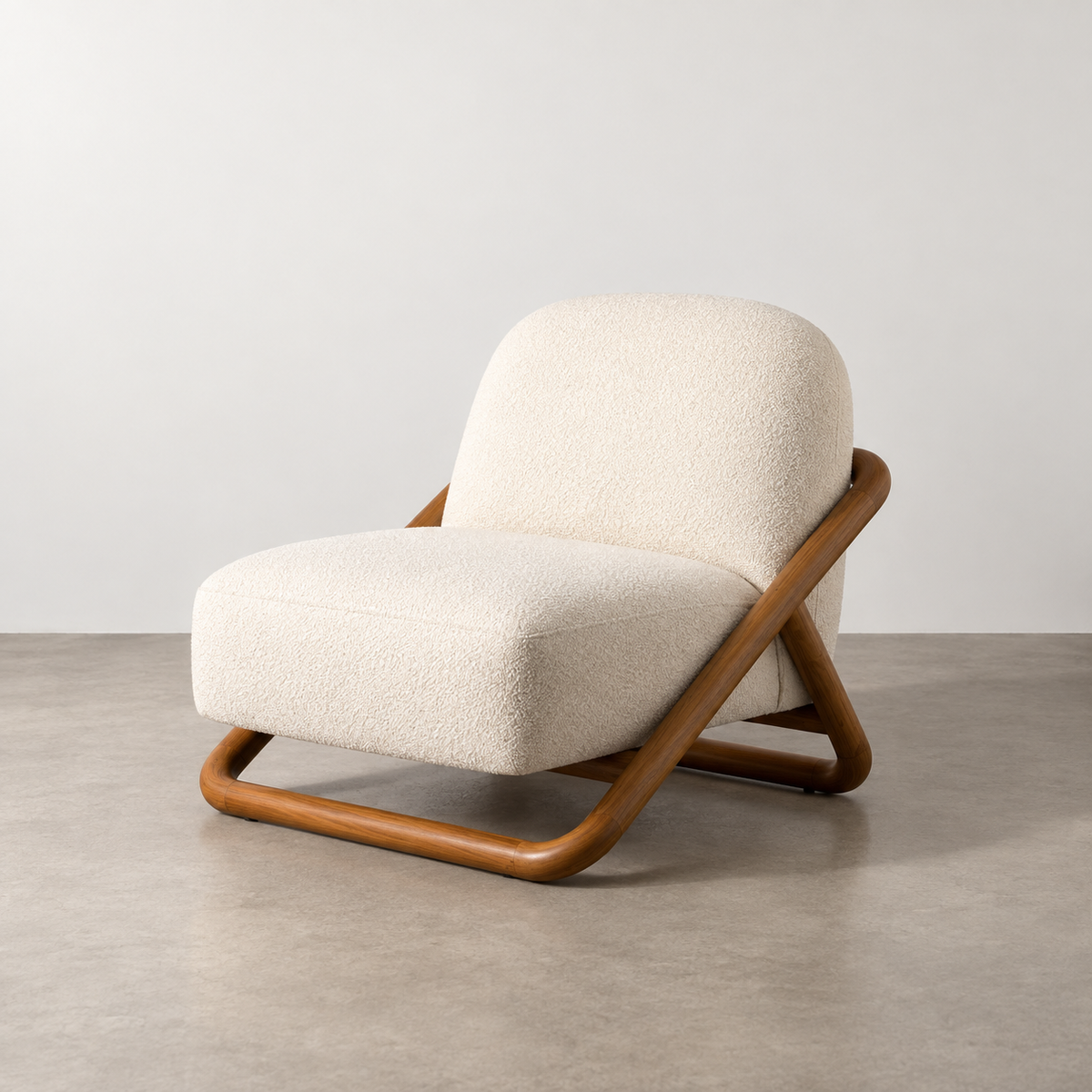 Sillón natural tejido madera — vista tres cuartos