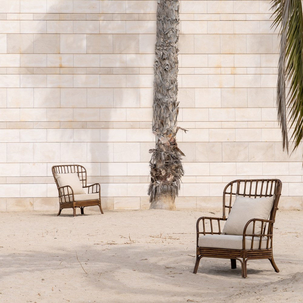 BROWN RATTAN ARMCHAIR DECORATION 82 X 78 X 108 CM