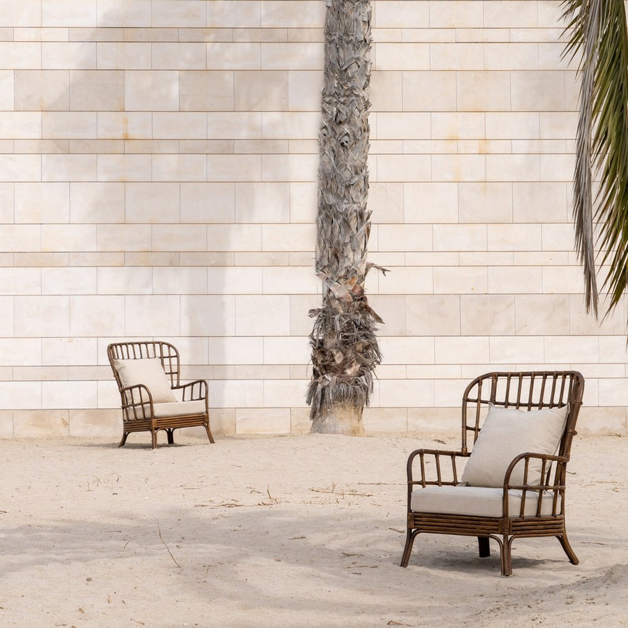 BROWN RATTAN ARMCHAIR DECORATION 82 X 78 X 108 CM
