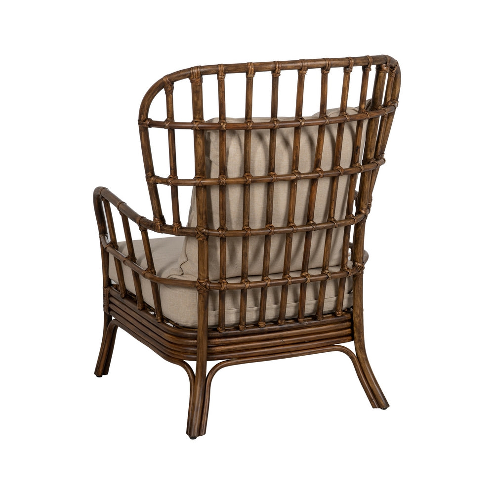 BROWN RATTAN ARMCHAIR DECORATION 82 X 78 X 108 CM