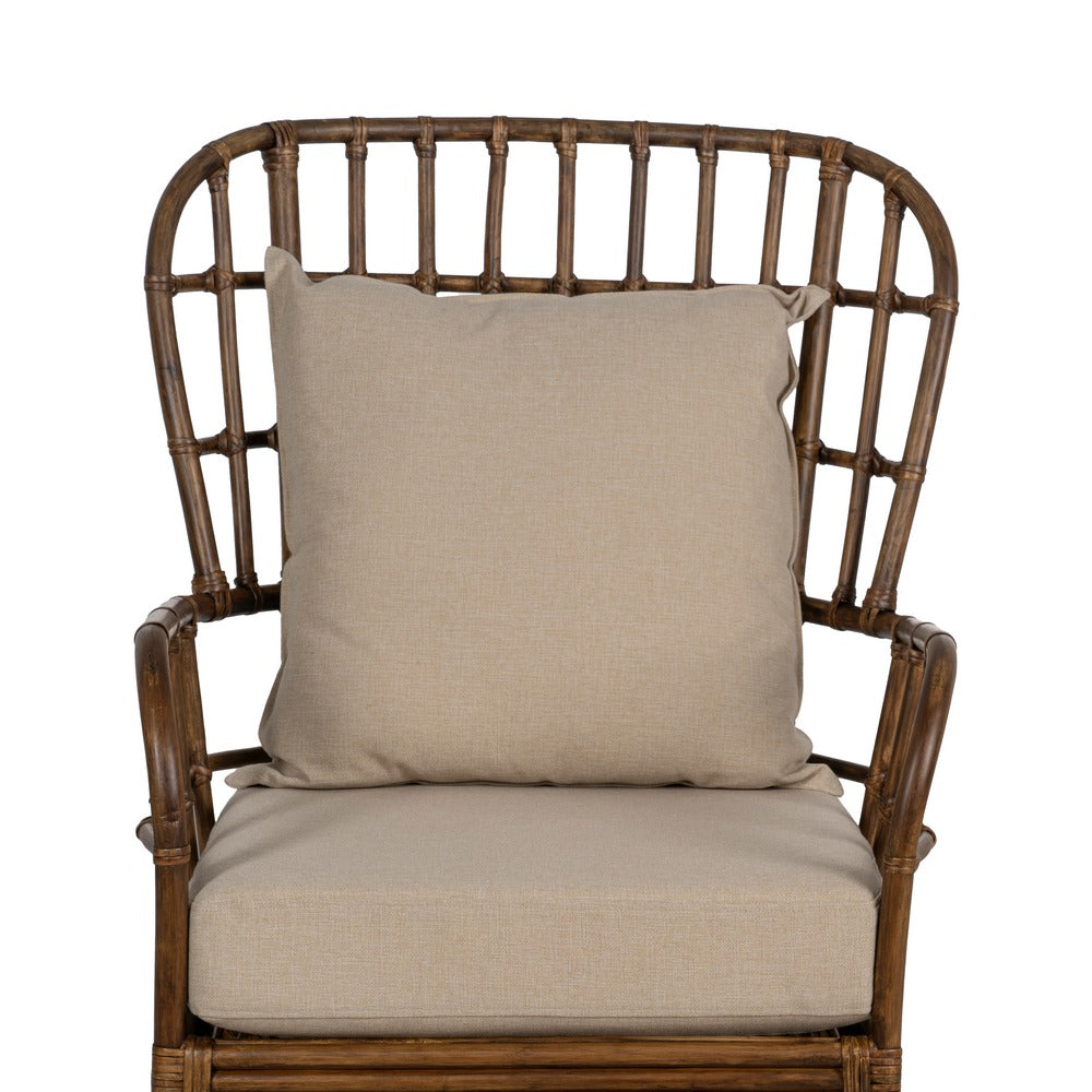 BROWN RATTAN ARMCHAIR DECORATION 82 X 78 X 108 CM