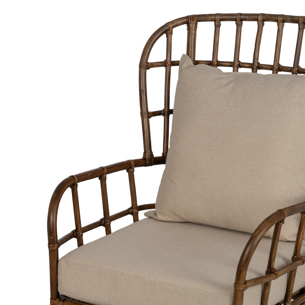 BROWN RATTAN ARMCHAIR DECORATION 82 X 78 X 108 CM