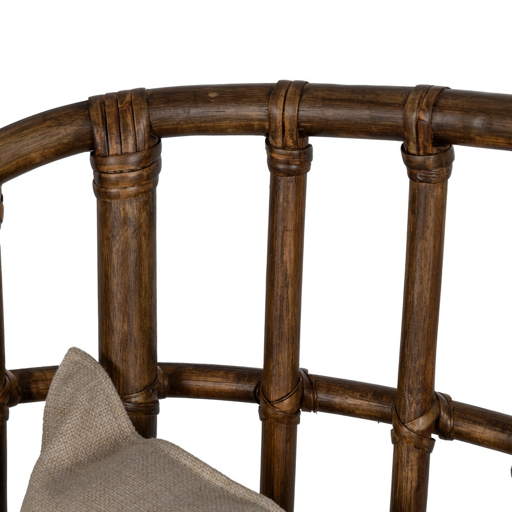 BROWN RATTAN ARMCHAIR DECORATION 82 X 78 X 108 CM
