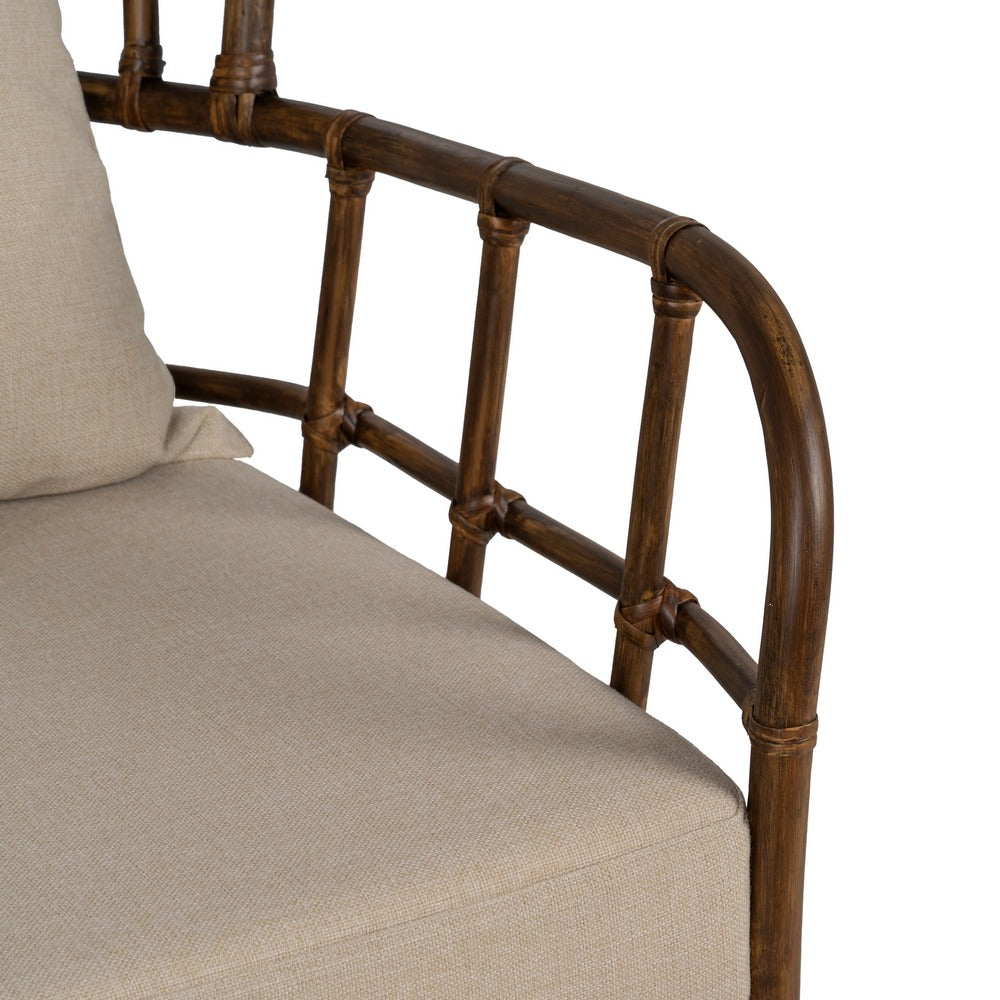 BROWN RATTAN ARMCHAIR DECORATION 82 X 78 X 108 CM