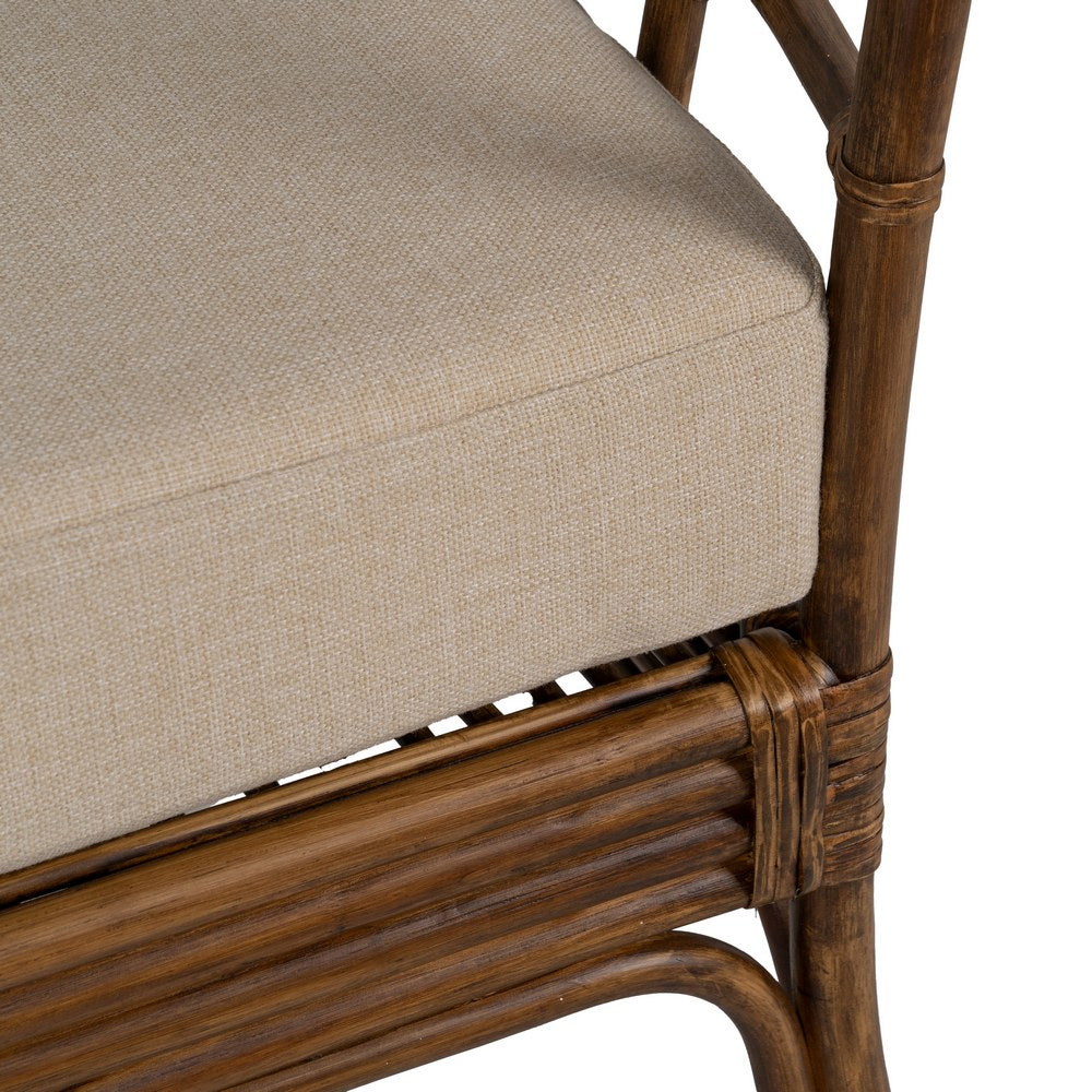 BROWN RATTAN ARMCHAIR DECORATION 82 X 78 X 108 CM