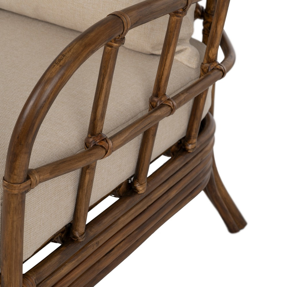 BROWN RATTAN ARMCHAIR DECORATION 82 X 78 X 108 CM