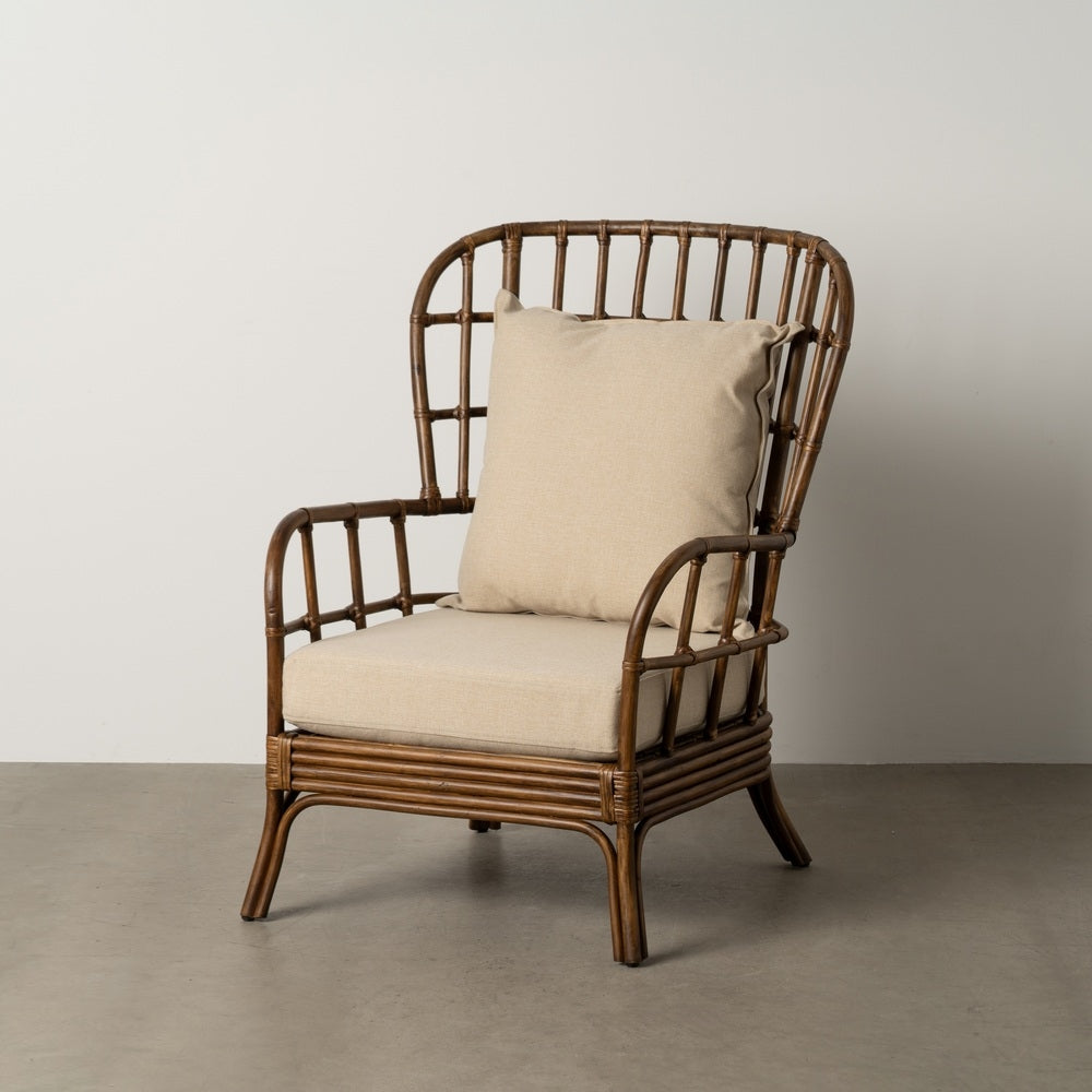 SILLÓN MARRÓN RATÁN DECORACIÓN 82 X 78 X 108 CM