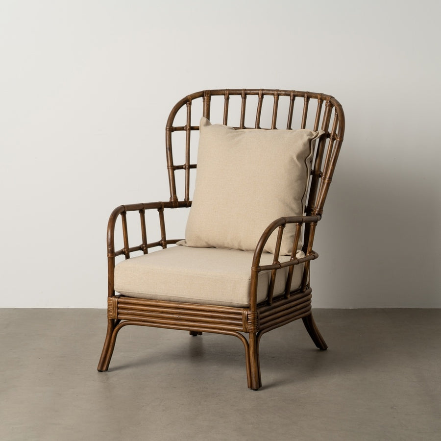 BROWN RATTAN ARMCHAIR DECORATION 82 X 78 X 108 CM