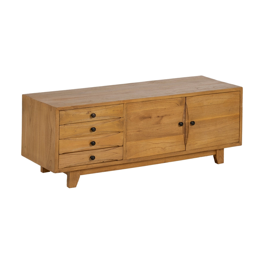 NATURAL MINDI WOOD TV CABINET LIVING ROOM 120 X 40 X 45 CM
