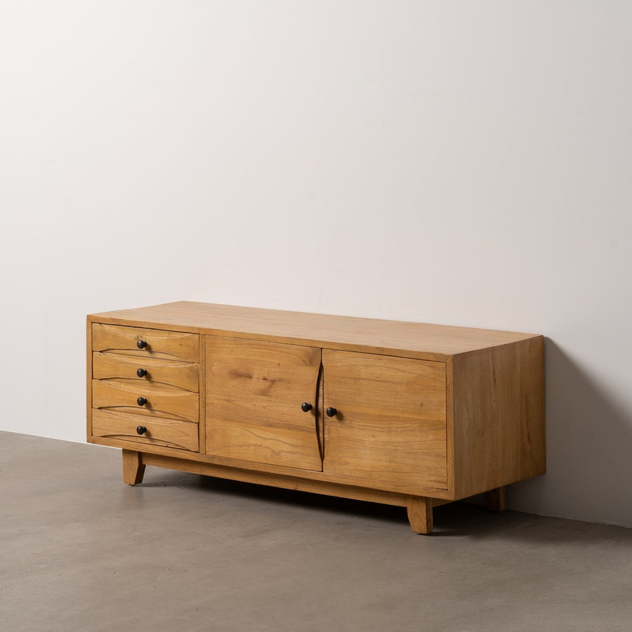 NATURAL MINDI WOOD TV CABINET LIVING ROOM 120 X 40 X 45 CM