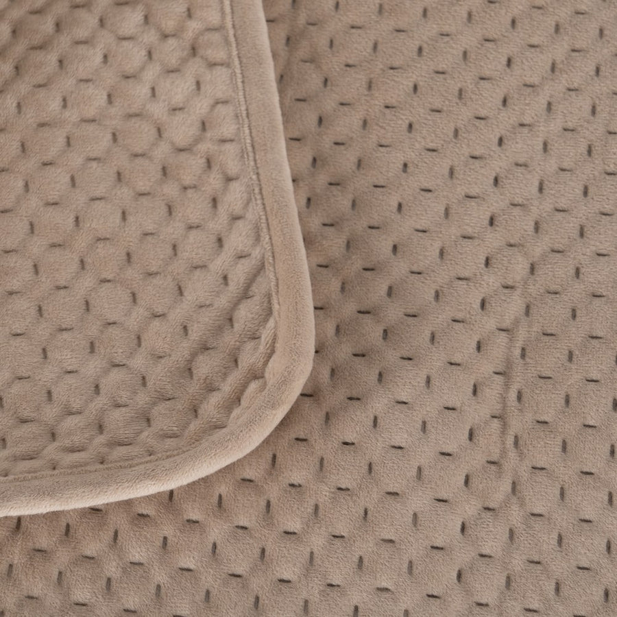 BEIGE VELVET/MICROFIBER BEDSPREAD 180 X 260 CM