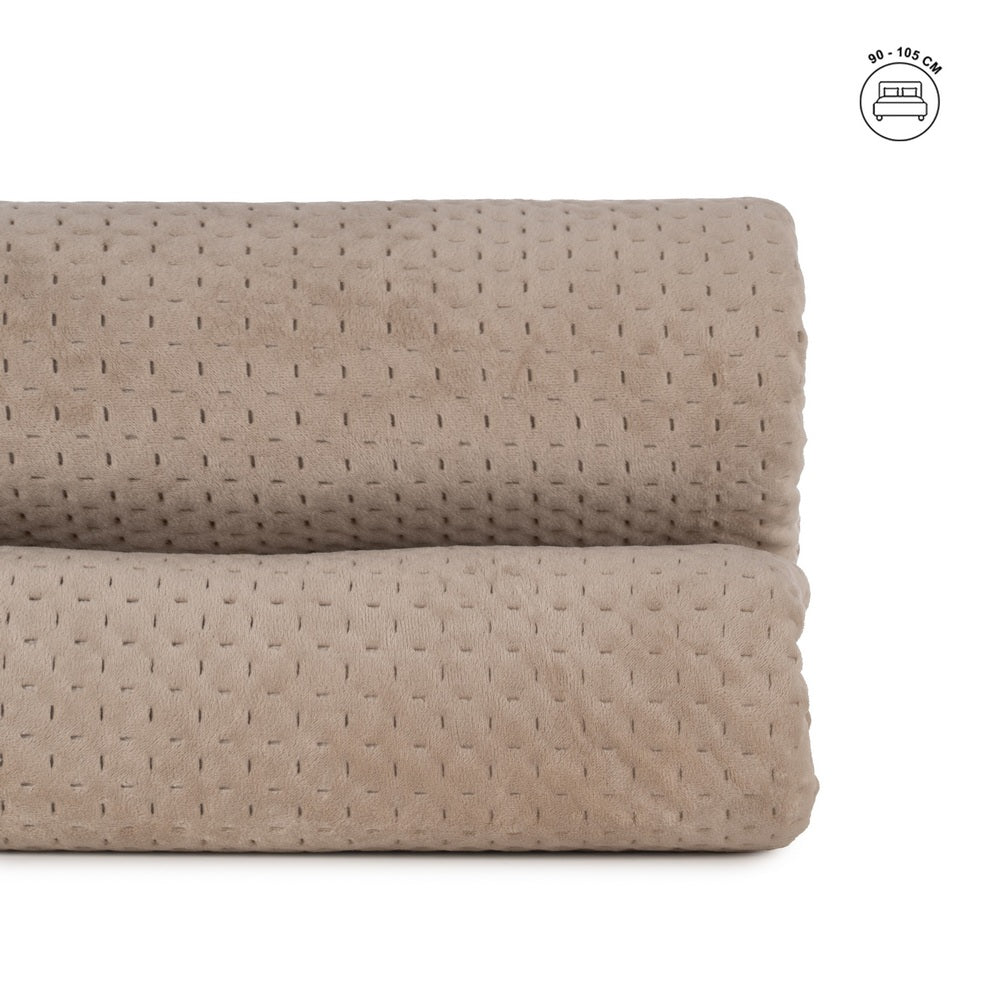 BEIGE VELVET/MICROFIBER BEDSPREAD 180 X 260 CM
