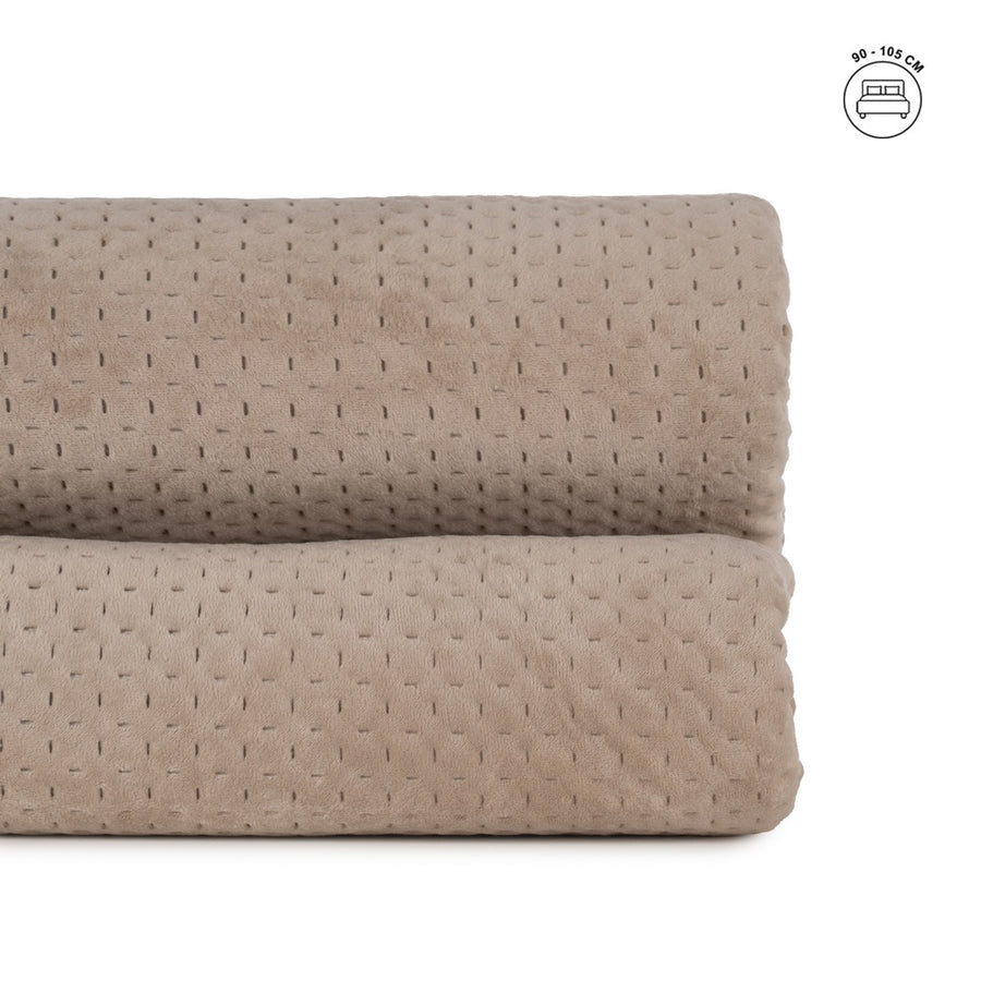 BEIGE VELVET/MICROFIBER BEDSPREAD 180 X 260 CM