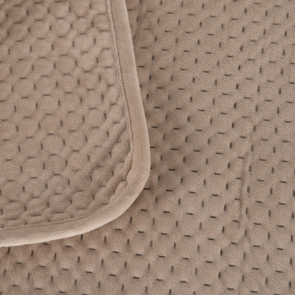 COLCHA BEIGE TERCIOPELO/MICROFIBRA 240 X 260 CM