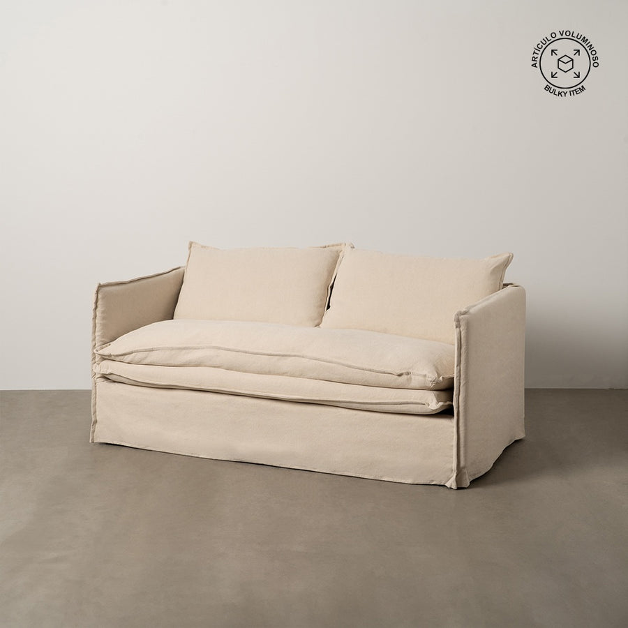SOFÁ 2 PLAZAS CREMA TEJIDO-MADERA 180 X 97 X 89 CM