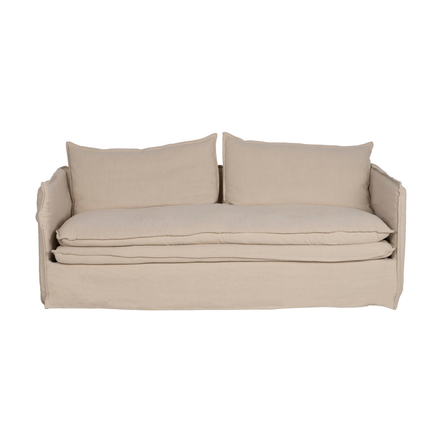 SOFÁ 3 PLAZAS CREMA TEJIDO-MADERA 210 X 97 X 89 CM