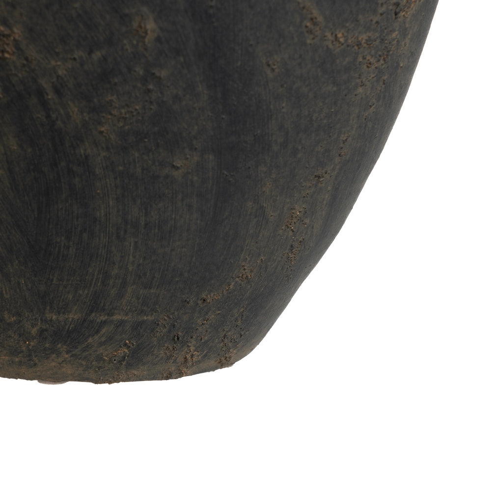 AGED GRAY CLAY VASE WITH HANDLE 26 X 26 X 36 CM